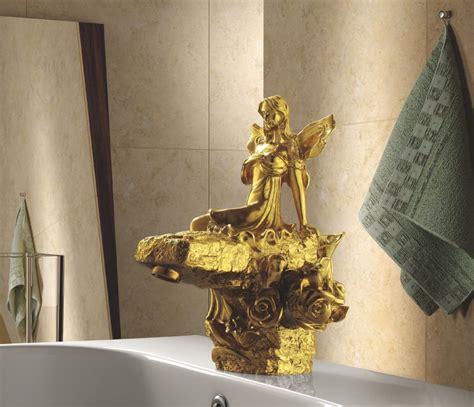 Ems Dhl Free Shipping Gold Finish Bathroom Sink Beauty Faucet Gold Clour Sink Faucet Artistic