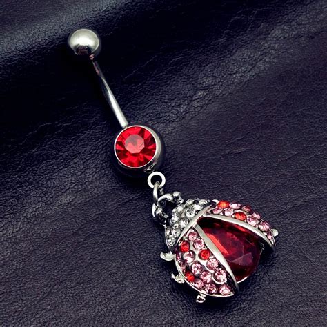 Rhinestone Insect Ladybug Female Women Belly Button Rings Sexy Navel Piercing Bijoux Crystal Hot