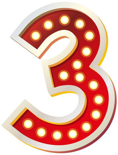 Red Number Three With Lights Png Clip Art Image Gallery Yopriceville