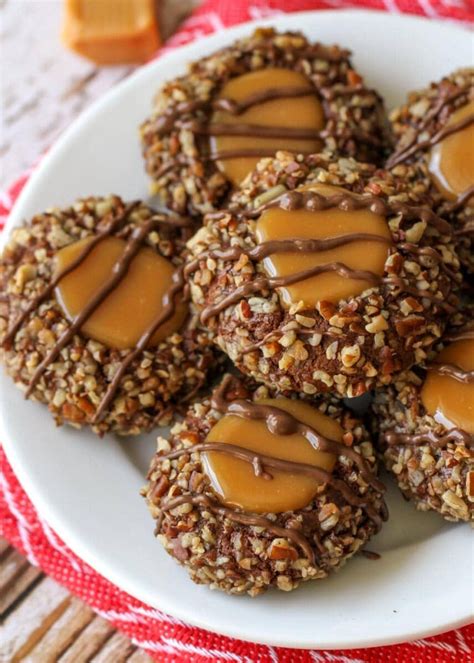 Turtle Thumbprint Cookies With Caramel Pecans Lil Luna