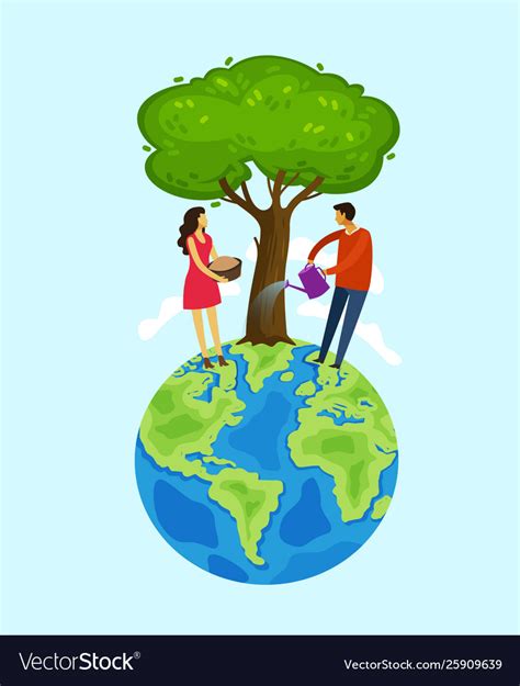 Earth Day People Care About Nature Save Royalty Free Vector