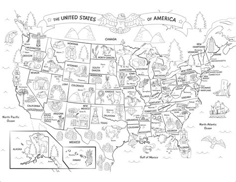 Coloring Page Of United States Map With States Names