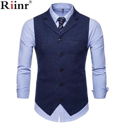 Riinr New Mens Business Casual Slim Fit Vests High Quality Spring
