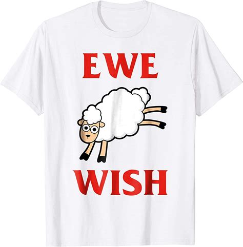 Womens Ewe Wish T Shirt Funny Punk Sheep Pun Large Silver Uk Clothing