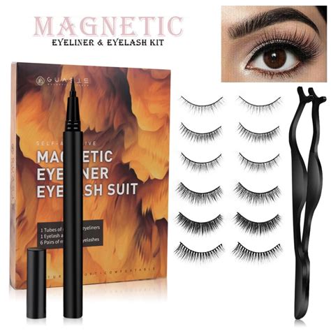 6 pairs magnetic eyeliner and eyelashes kit for magnetic lashes set waterproof liquid eye