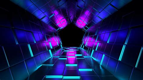 tunel pentagono  luces de neon fondo de pantalla