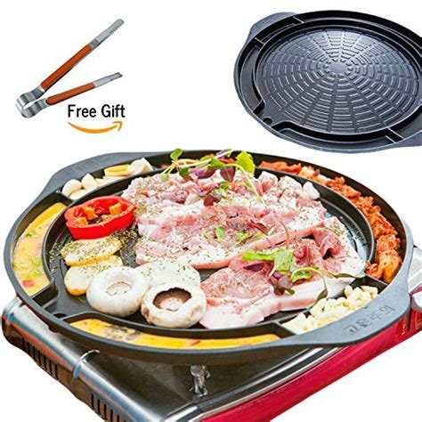 All In One Korean Barbeque Stovetop Grill Pan 15 Inches Wide Indoor Outdoor Usable With Gas