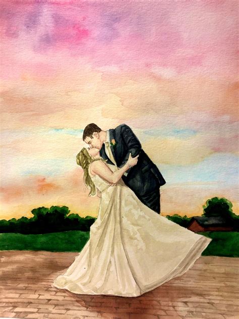 Bride And Groom Watercolor Painting Wedding Portrait Custom Etsy