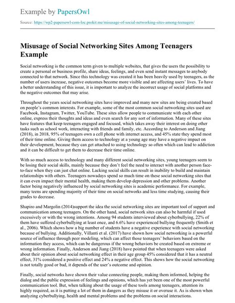 What are examples of cyberbullying? Misusage of Social Networking Sites Among Teenagers - Free ...