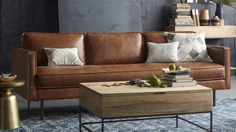 Sellers with highest buyer ratings. Axel Leather Sofa (89") | Leather sofa, Coffee table, Elm ...