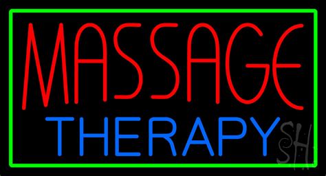 Massage Therapy With Green Border Neon Sign Spa Neon Signs Neon Light