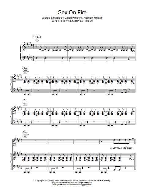Sex On Fire Sheet Music Kings Of Leon Piano Vocal And Guitar Chords Free Nude Porn Photos