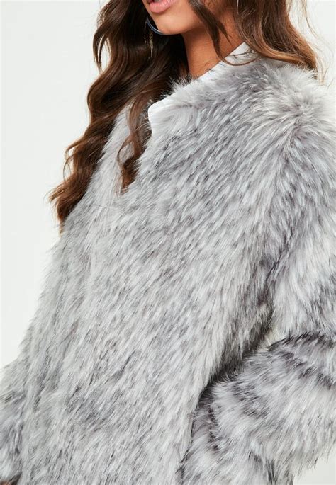 missguided grey premium faux fur coat coats jackets women coat summer coats