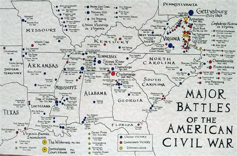 Civil War Battles Hand Drawn Map Etsy