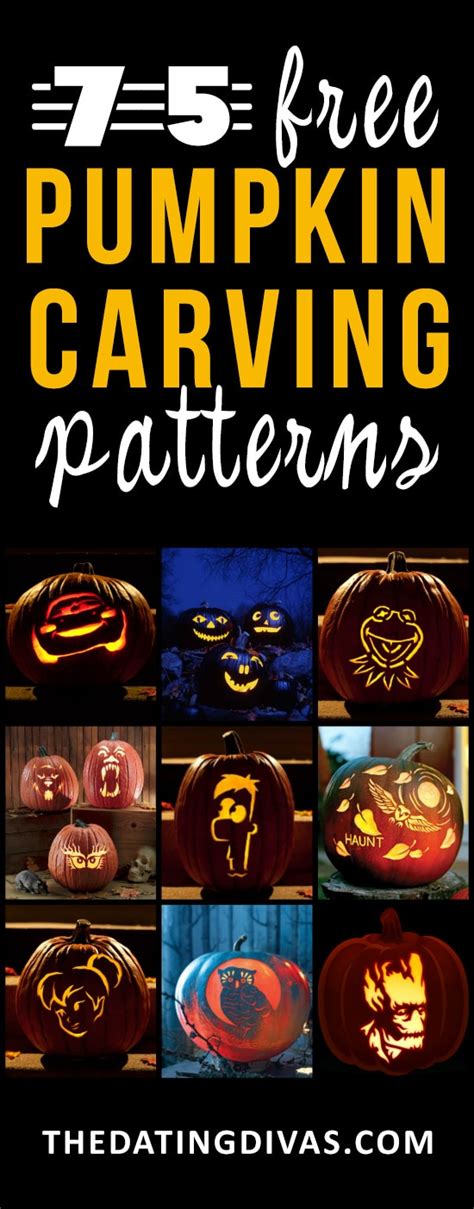 Scary pennywise the clown pumpkin carving pattern templates ideas stencil printable free 2020. 75 FREE Pumpkin Carving Patterns - from The Dating Divas