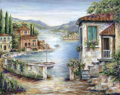 Tuscan Villas By The Lake Painting By Marilyn Dunlap Pixels