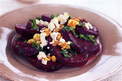 beetroot and goat s cheese salad with walnuts recipe au