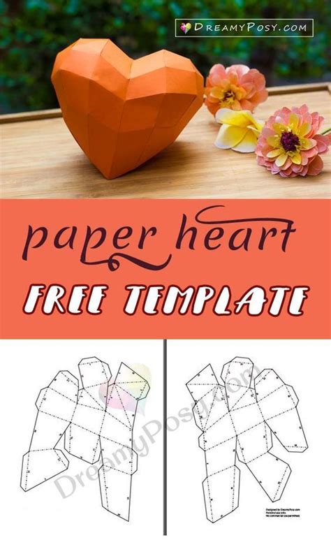 Free Template To Make Paper 3d Heart For Your Valentine Paper Hearts