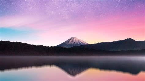 1366x768 Milky Way Mount Fuji Laptop Hd Hd 4k Wallpapersimages