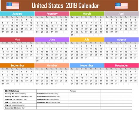 United States 2019 Calendar 2019calendar
