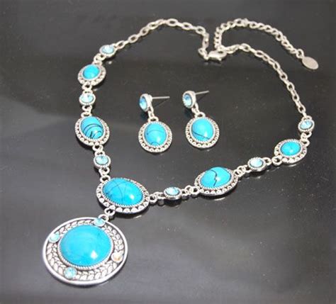 Earring And Necklace Set Fashion Jewelry Set Turquoise Jewelry Set From