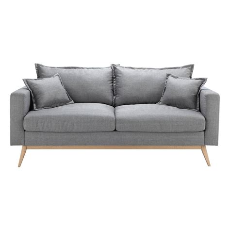Canapé 3 places en tissu gris clair Duke | Maisons du Monde