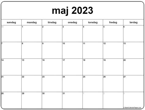 Maj 2023 Kalender Dansk Kalender Maj