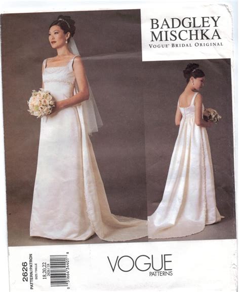 Vogue Pattern 2626 Badgley Mischka Designer Wedding Gowns Sizes 18 20