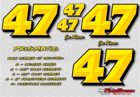 Yellow Prismatic Race Car Numbers Decals Race Cars Racing Prismatic