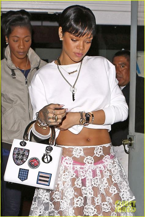 Rihannas Completely Sheer Skirt Puts Her Hot Pink Underwear In Full View Photo 3075911