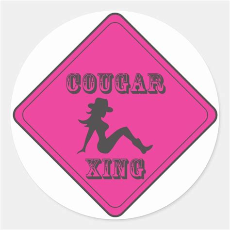 Pink Cougar Crossing Cowgirl Classic Round Sticker