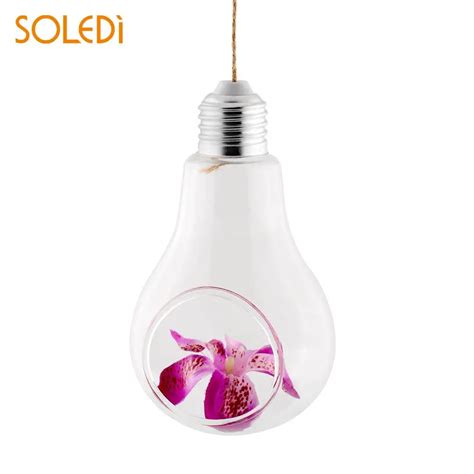 Soledi Light Bulb Shape Glass Hanging Hydroponic Plant Container