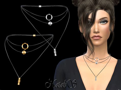 The Sims Resource Necklace With Geometric Pendants By Natalis Sims 4