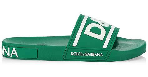 Dolce And Gabbana Rubber Portofino Drip Pool Slides In Green For Men Lyst