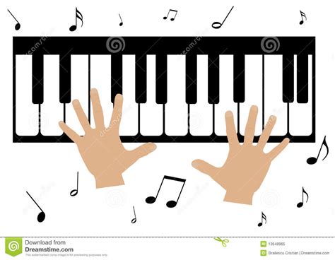 Two Hands A Piano And Music Notes Stock Vector