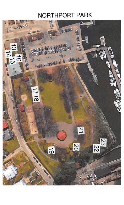 Map Of Northport Picinic Tables In Cow Harbor Park And Northport Park