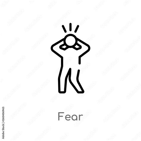 Outline Fear Vector Icon Isolated Black Simple Line Element
