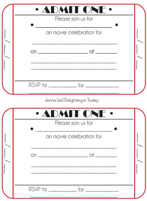 Enter a title, start time, and end time. Blank Movie Ticket Invitation Template - Cards Design Templates