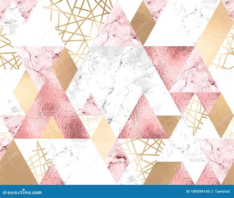 Seamless Geometric Pattern With Metallic Lines Rose Gold Gray And