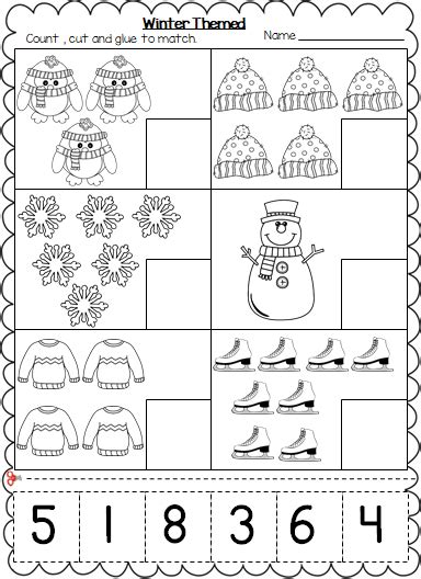 Winter Themed Number Cut Paste 2 Preschool Number Worksheets Numbers 16d