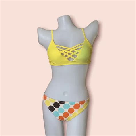 Yello Polka Dot Swimsuit Bikini Set Small Medium Lazada Ph