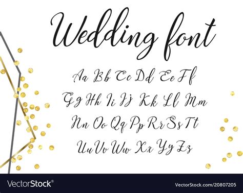 Gold Wedding Font Royalty Free Vector Image Vectorstock