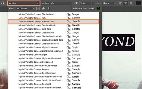 Adobe Photoshop Cursive Fonts