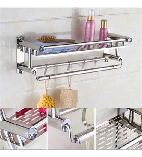 Bathroom toilet cabinet storage shelf organizer rack wall mounted w/tissue box. Wall Mounted Towel Rack Bathroom Shelf Organizer