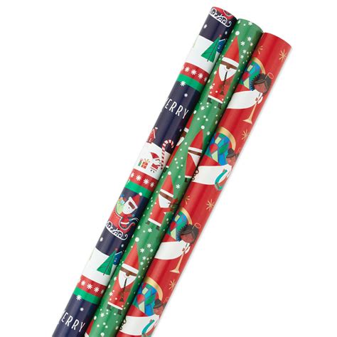 Santa Fun 3 Pack Christmas Wrapping Paper Assortment 120 Sq Ft