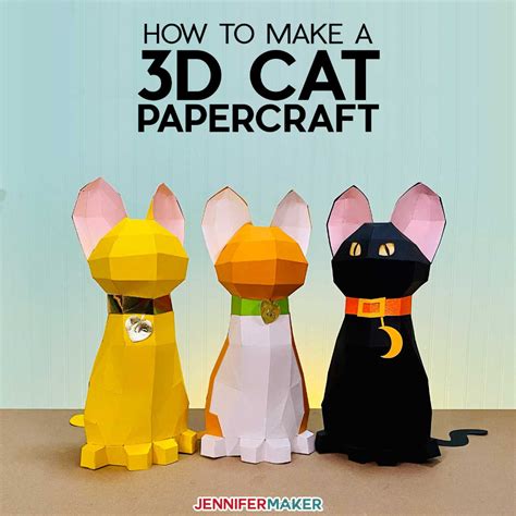 Three Paper Cats Sitting Next To Each Other With The Text How To Make A