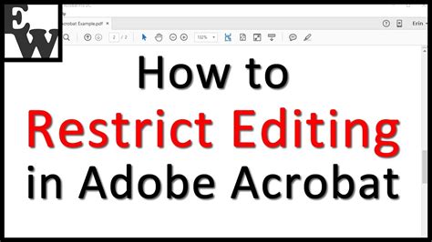 How To Restrict Editing In Adobe Acrobat Youtube