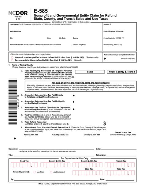 Ncdor Form E 585 Fill Out And Sign Online Dochub