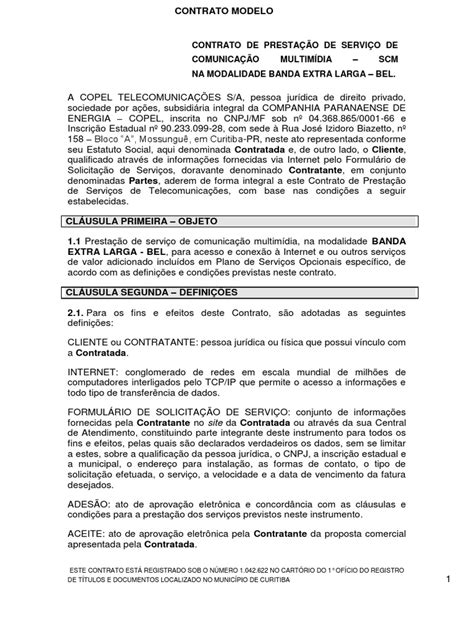 contrato modelo de prestação de serviço de internet pdf lei das obrigações internet