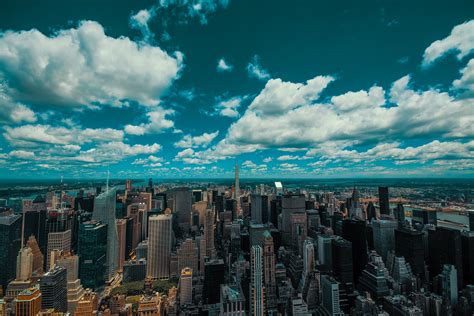 Wallpaper 1920x1280 Px Blue Clouds Empire State Building Horizon